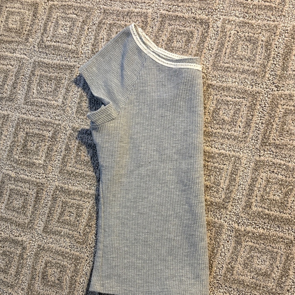 art class Short Sleeve Thermal Tee in Light Blue with White Trim